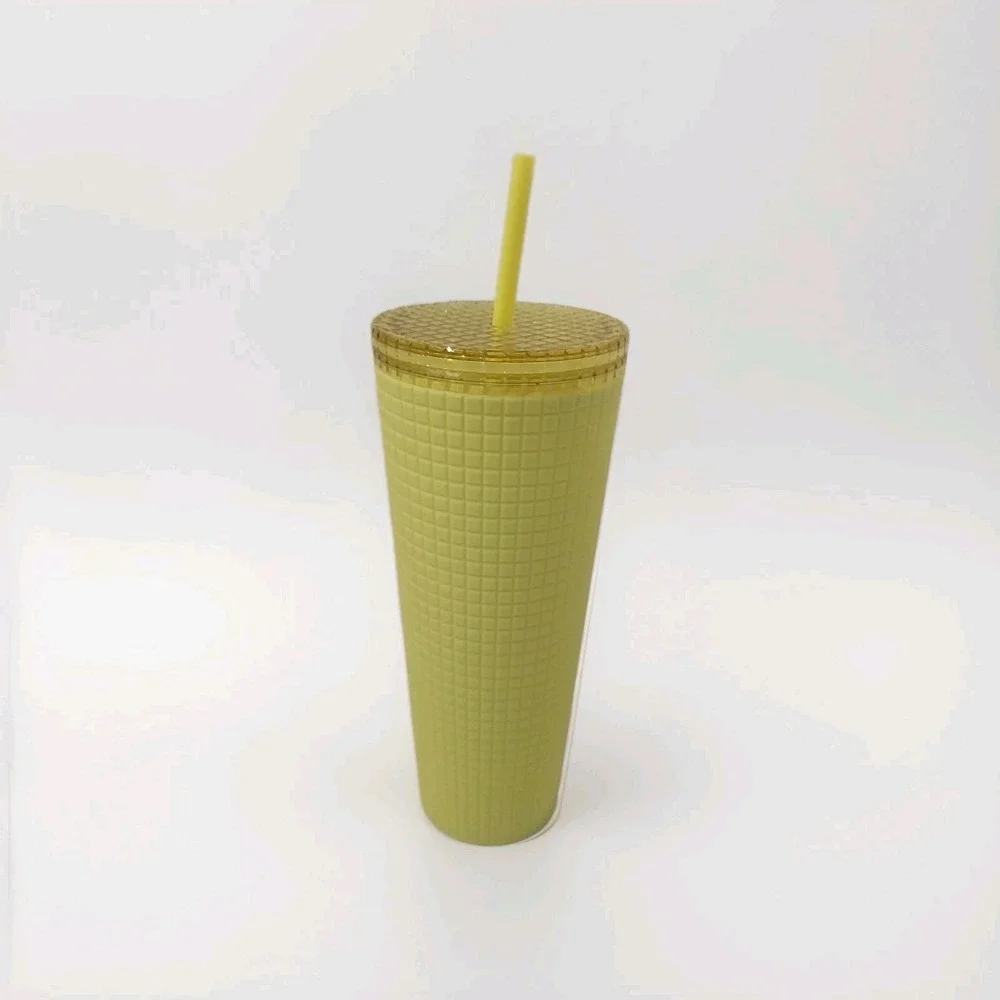 Starbucks‎ Yellow Grid 24Oz Cold Cup Tumbler